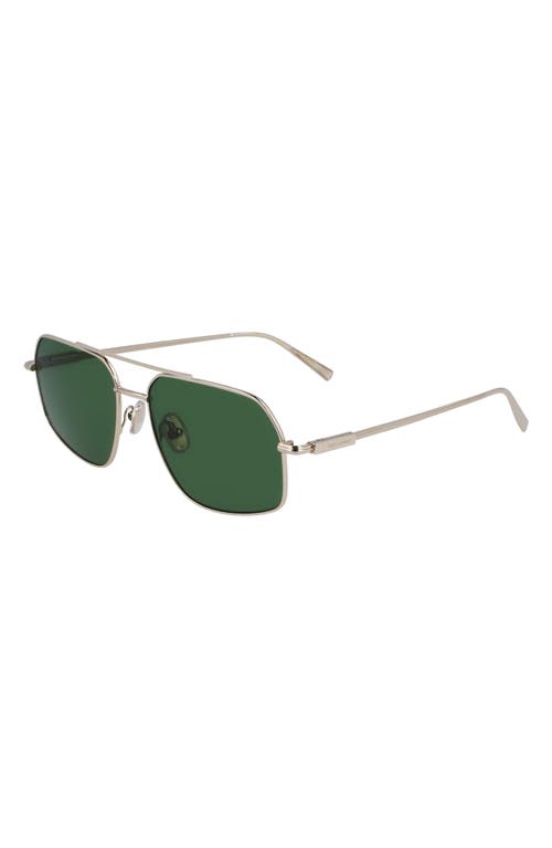 Ferragamo Prisma 58mm Navigator Sunglasses In Light Gold/green