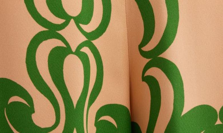 Shop Dries Van Noten Swirl Print Wide Leg Extralong Pleated Pants In Green