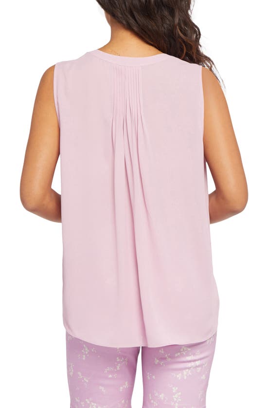 Shop Nydj Print Pleat Back Sleeveless Split Neck Blouse In Mauve Mist