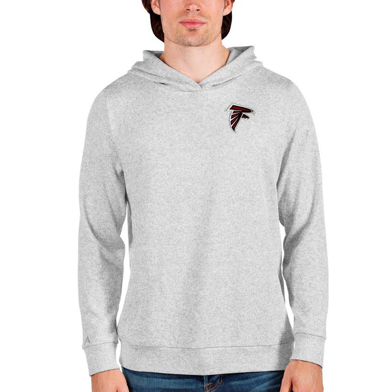 Shop Antigua Heathered Gray Atlanta Falcons Absolute Pullover Hoodie In Heather Gray
