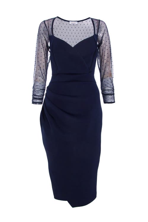 Shop Quiz Scuba Sweetheart Bodycon Midi Dress In Navy