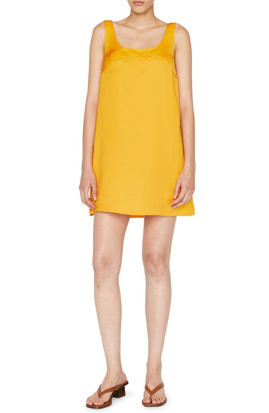 Frame Square-neck Twill Mini Dress In Nectarine