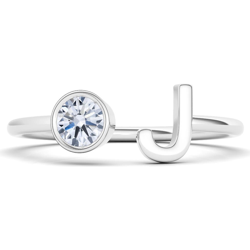 Hautecarat Lab Grown Diamond Letter Ring In 18k White Gold - J