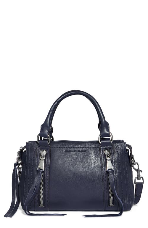 Mini Zip Me Up Leather Satchel in Ink Blue