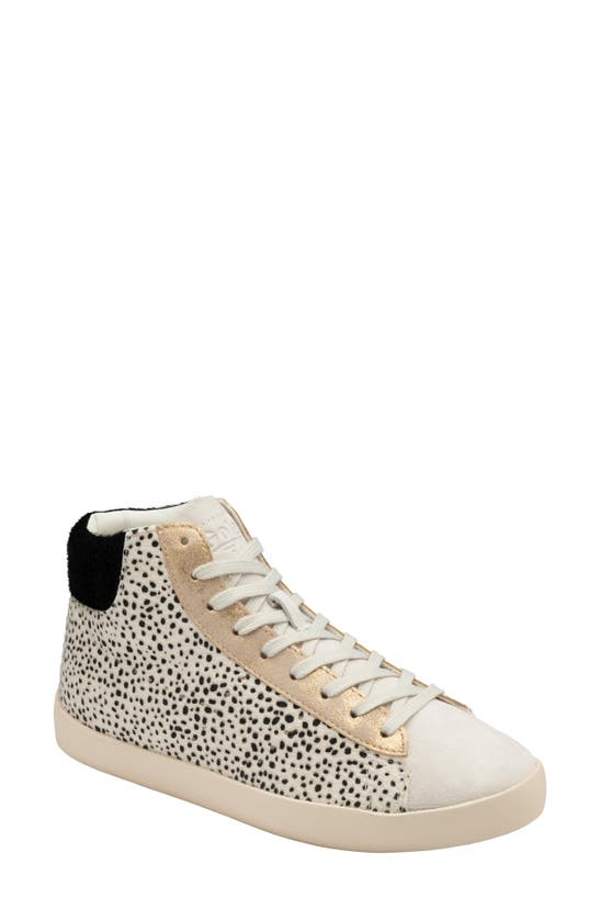 Gola Nova Oasis High Top Faux Hair Sneaker In Off White/ Cheetah