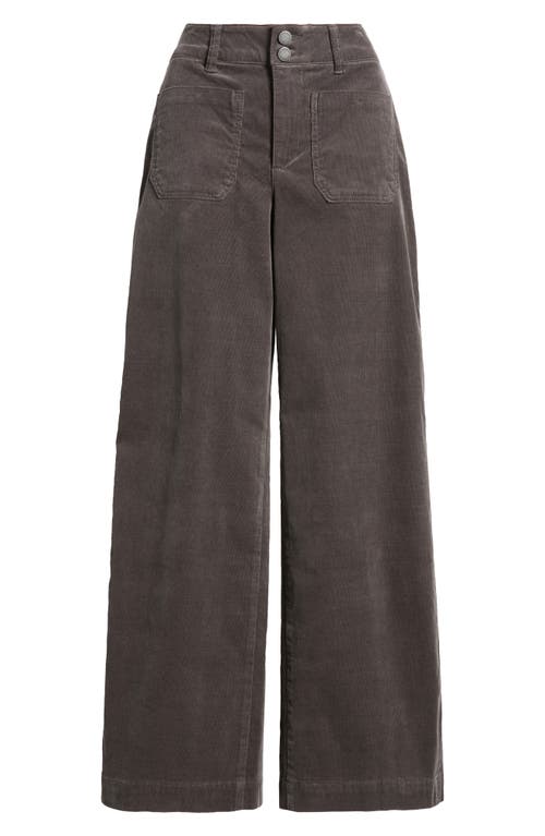 Shop Wit & Wisdom 'ab'solution Patch Pocket High Waist Wide Leg Corduroy Pants In Steel Grey