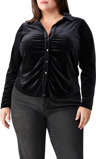 Plus size black velvet 2024 jacket