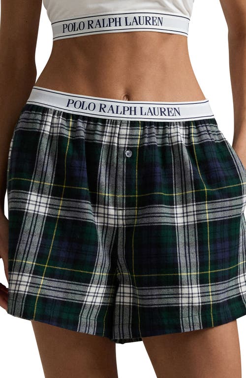 Shop Polo Ralph Lauren Boxer Pajama Shorts In Evergreen Plaid 2