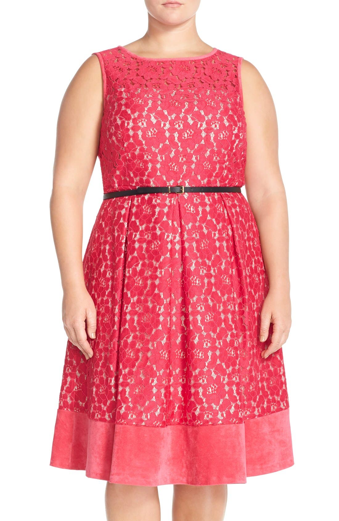 calvin klein red lace dress