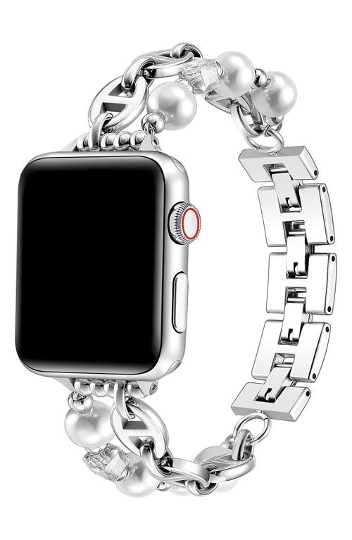 The Posh Tech Luna Imitation Pearl Apple Watch® Watchband, 42mm In Silver