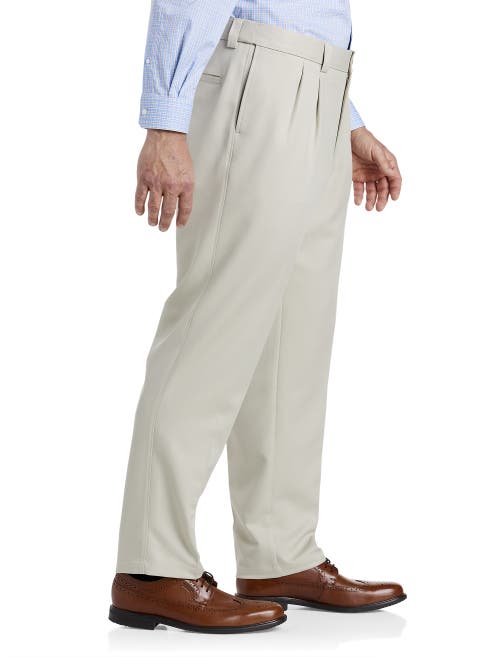 Oak Hill Waist-relaxer Pleated Microfiber Pants In New Khaki