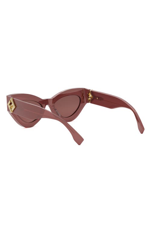 Shop Fendi Ff Diamonds 52mm Cat Eye Sunglasses In Shiny Red/violet