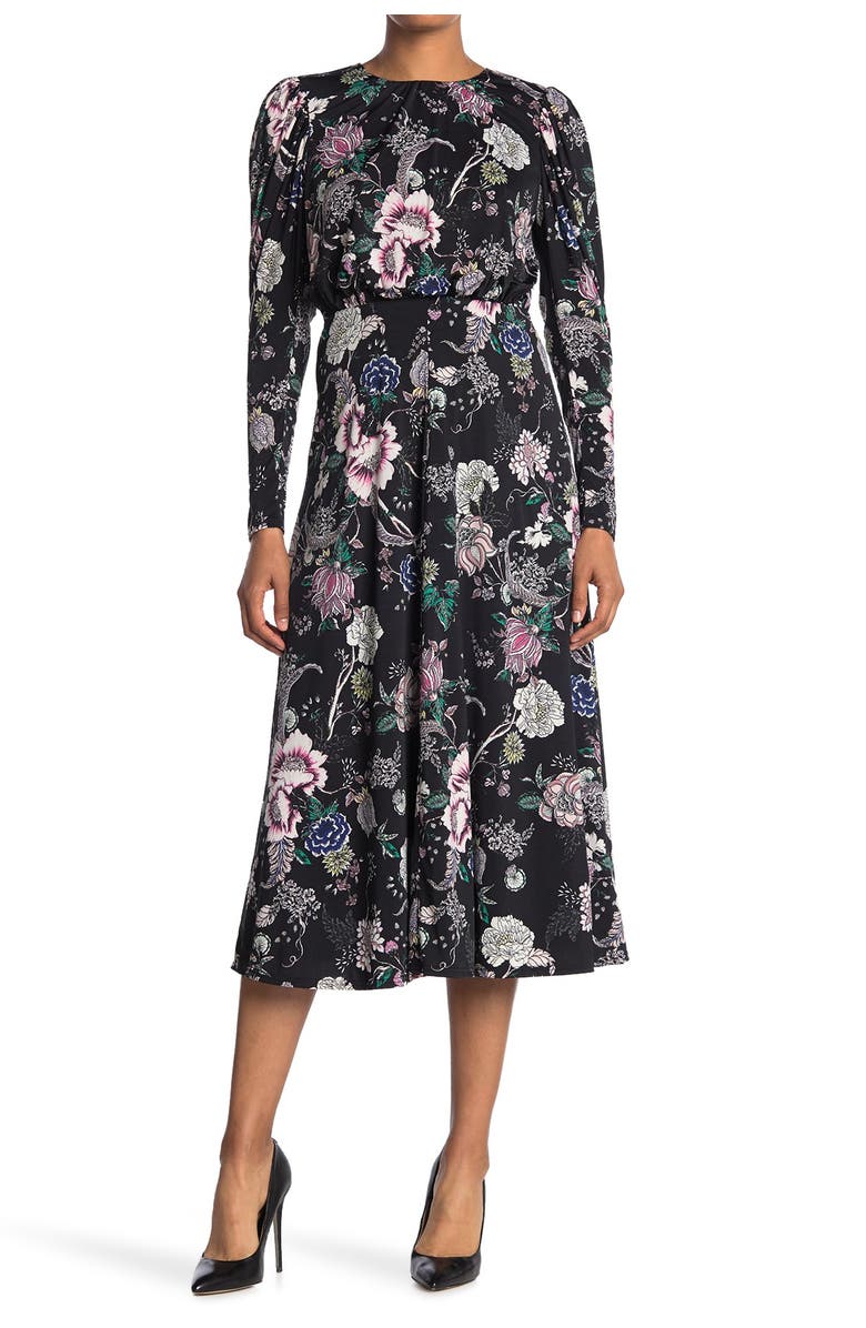 AFRM Delilah Floral Dress, Main, color, NOIR ROSE