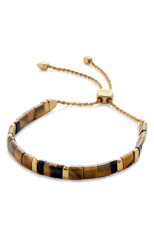 Shop Monica Vinader Delphi Tiger's Eye Friendship Bracelet In 18ct Gold Vermeil/tigers Eye