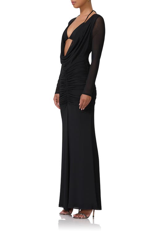 Shop Afrm Orla Bralette Long Sleeve Maxi Dress In Noir