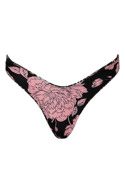 Shop Maaji Midnight Palm Splendors Reversible Bikini Bottoms In Black/pink Multi