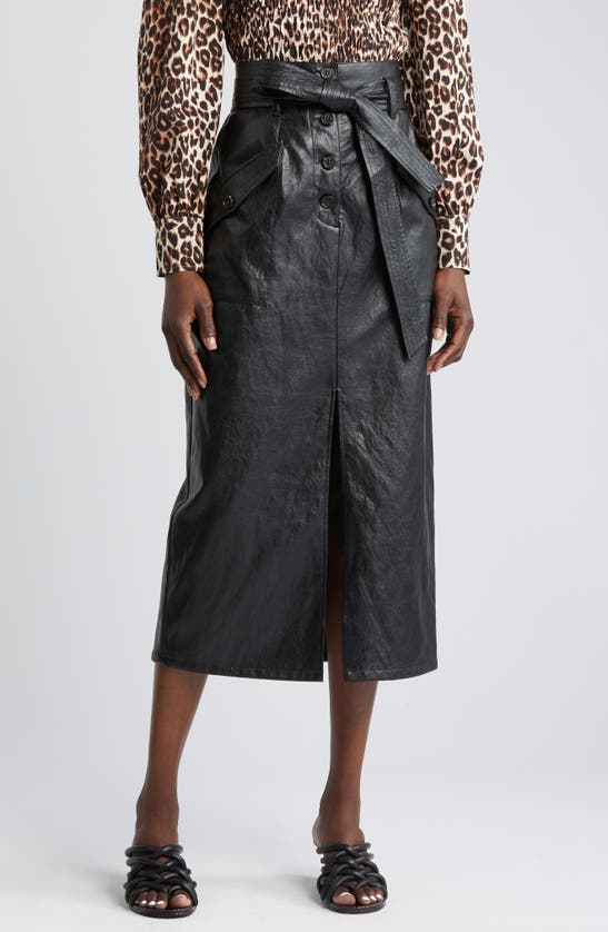 Rails Edem Crinkled Faux Leather Midi Skirt In Black