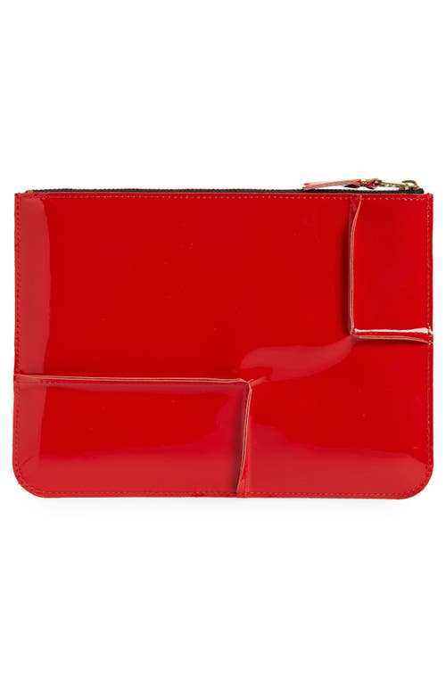 Shop Comme Des Garçons Wallets Large Seam Detail Zip Pouch In Red