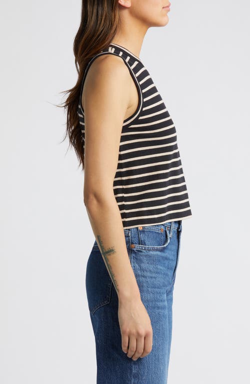 Shop Rails Stripe Cotton Tank In Black Ivory Stripe