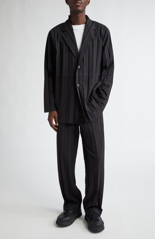 Shop Issey Miyake Homme Plissé  Edge Ensemble Pleated Single Breasted Blazer In Black