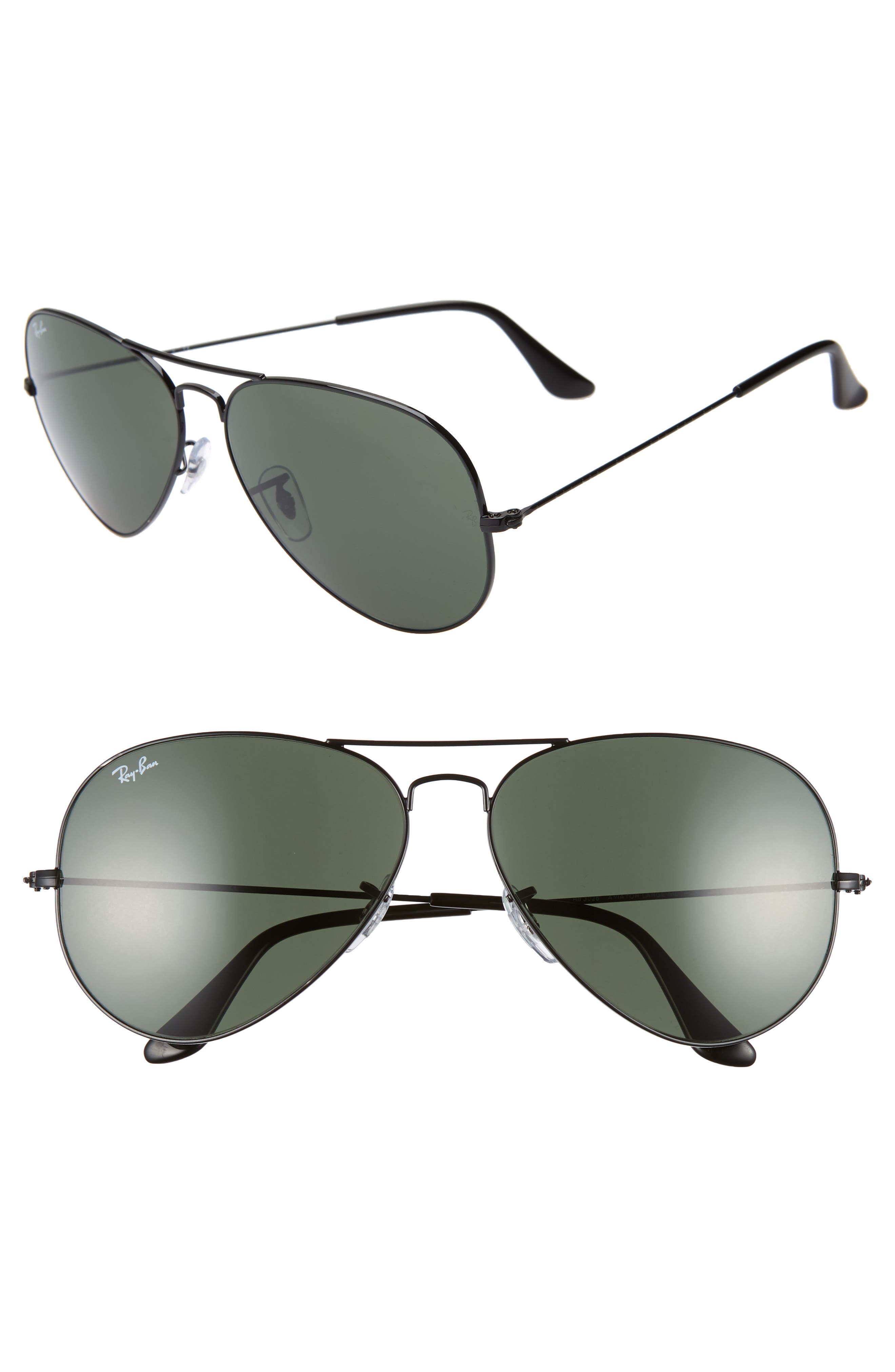 ray ban 62mm aviator black