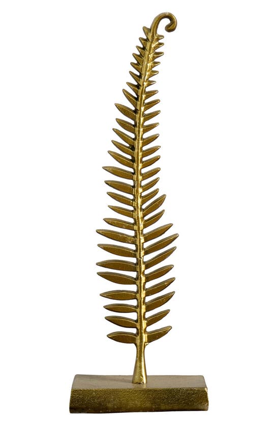 Shop Nearly Natural Leaf Sculpture Decor In Gold