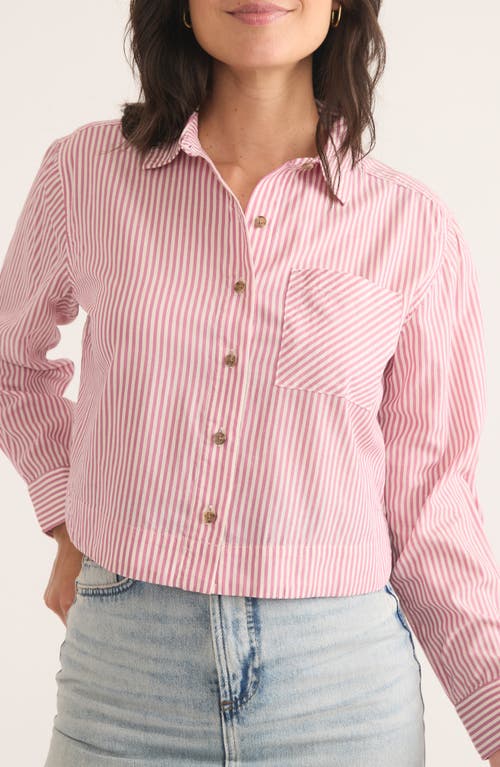 MARINE LAYER MARINE LAYER MILA STRIPE STRAIGHT HEM CROP BUTTON-UP SHIRT