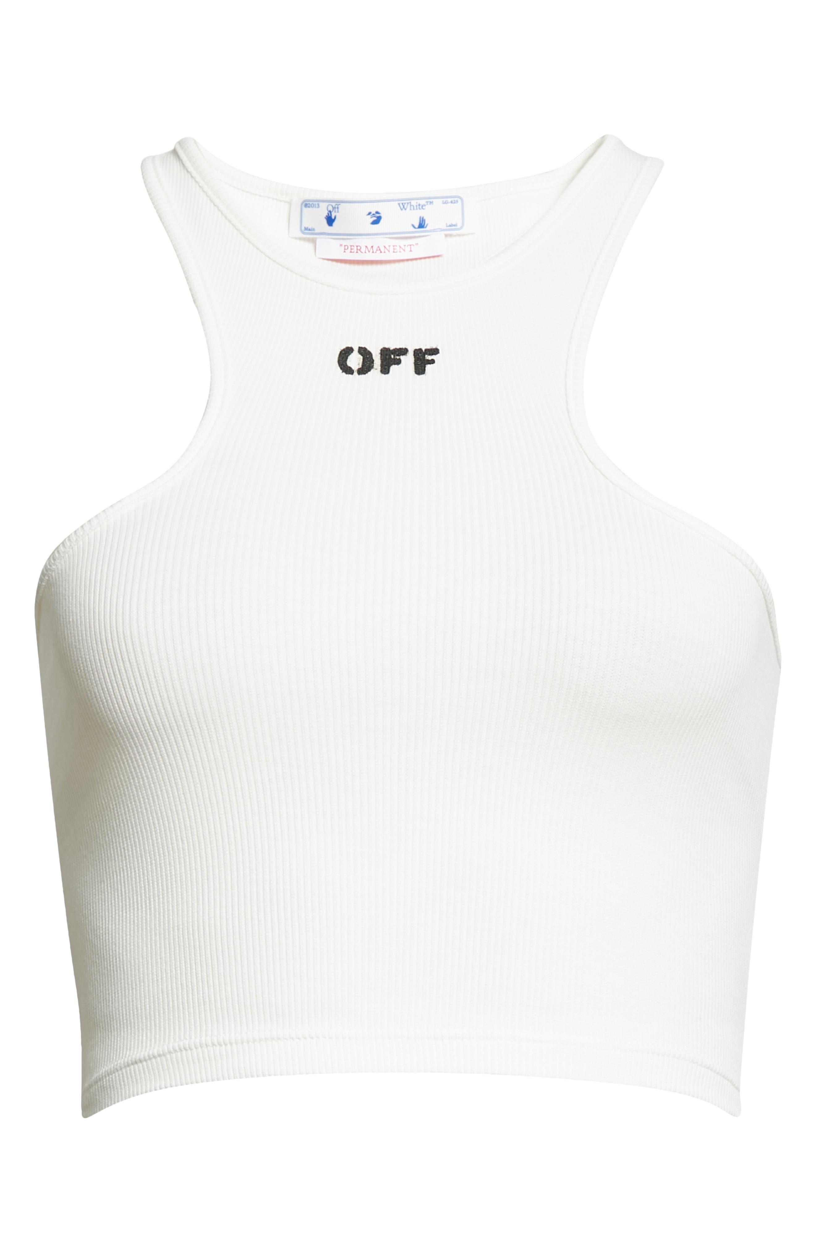 Off-White Off Stamp Rib Cotton Rowing Tank in White Black at Nordstrom