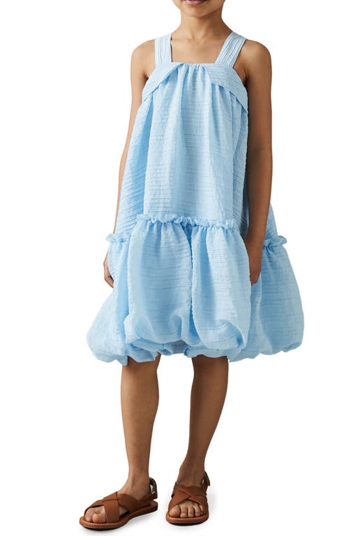 Shop Reiss Kids' Emeri Jr. Seersucker Bubble Hem Sundress In Blue