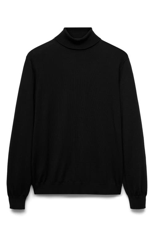 Shop Mango Turtleneck Wool Sweater In Black