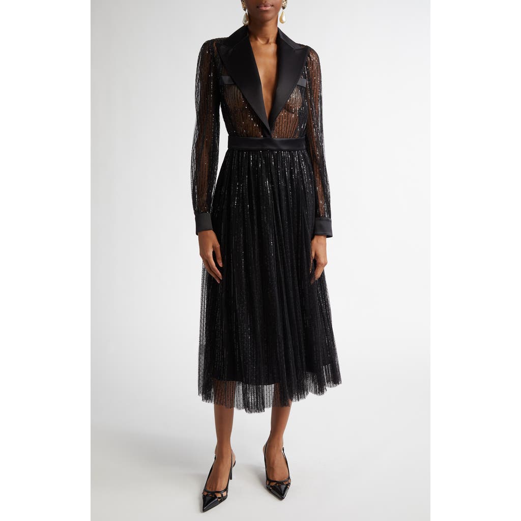 Dolce & Gabbana Sequin-embellished Midi Dress In N0000 Nero