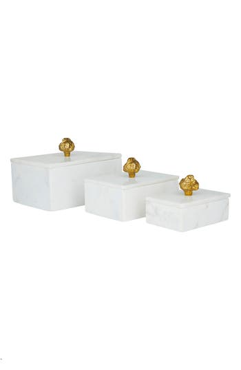 Shop Vivian Lune Home Set Of 3 Marble Boxes In White