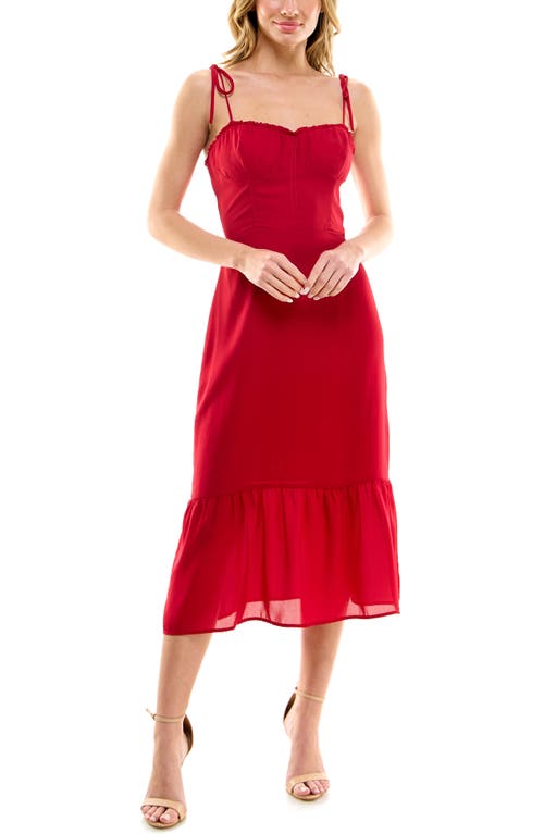 Corset Ruffle Dress in Red