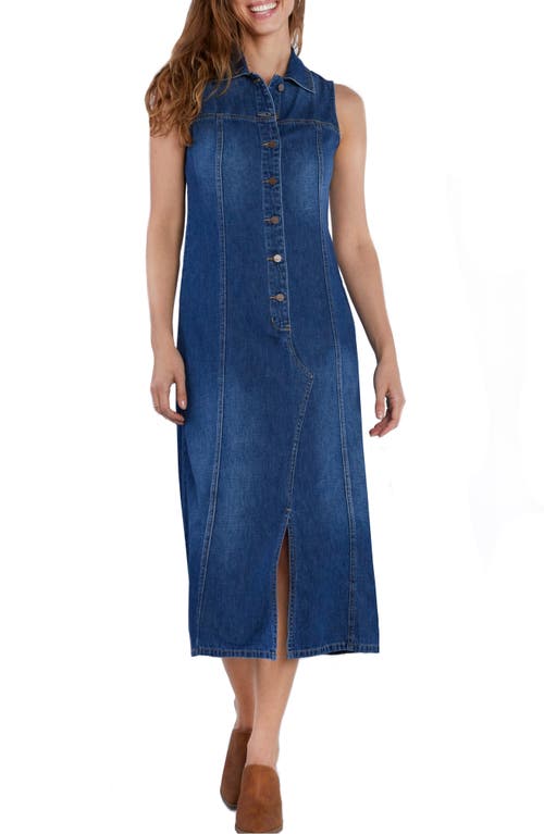 Shop Wash Lab Denim Denim Maxi Shirtdress In Tint Blue