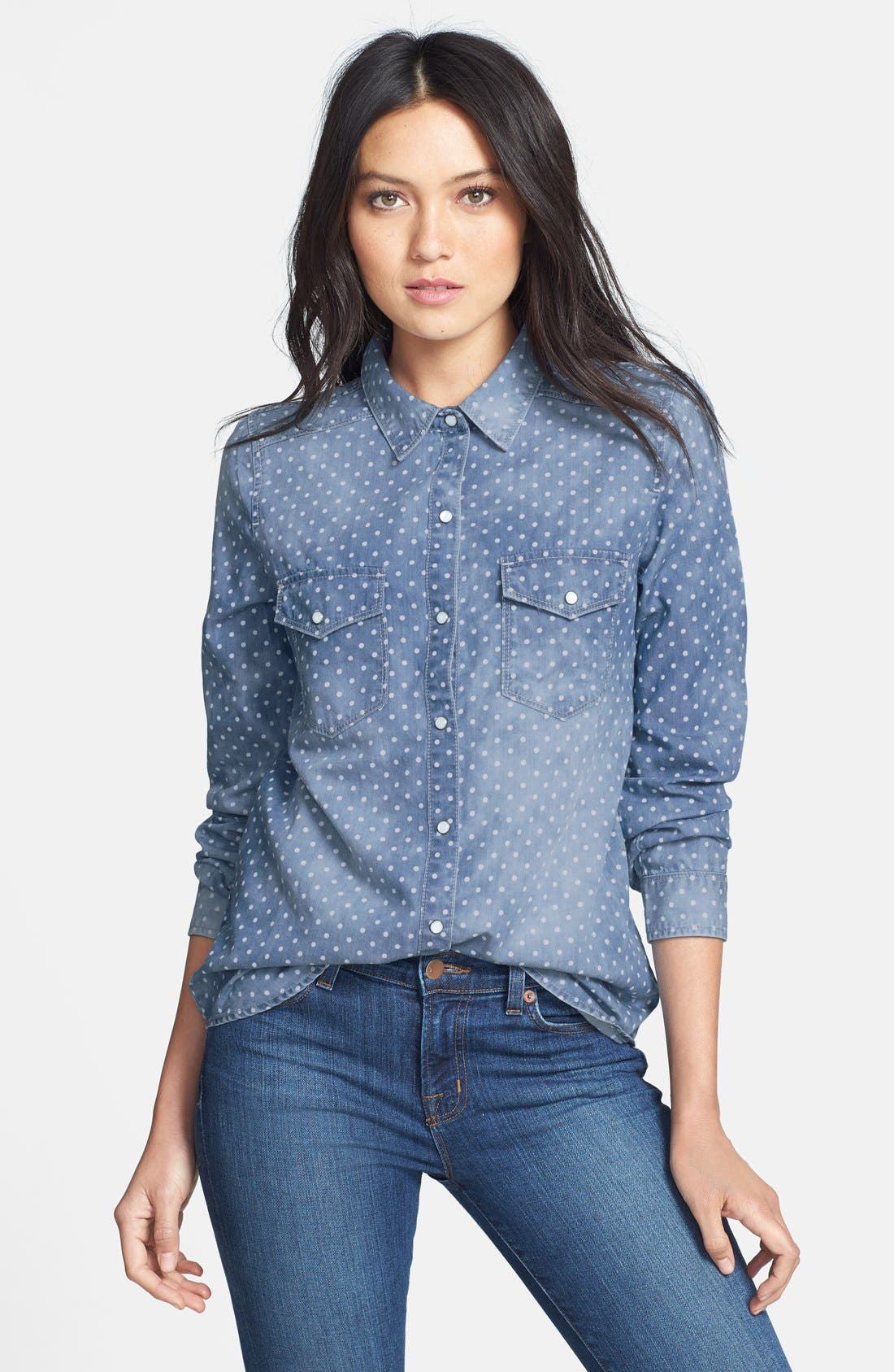 Hinge® Dot Chambray Shirt Nordstrom