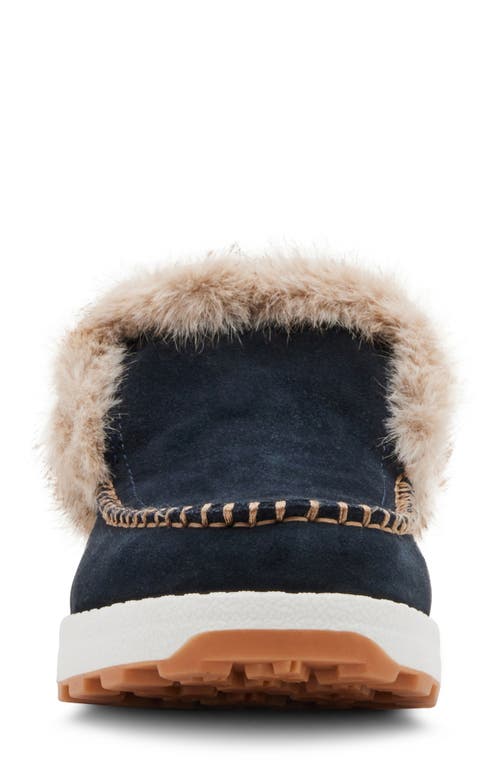 Blondo Victor Waterproof Faux Fur Slipper In Navy Suede