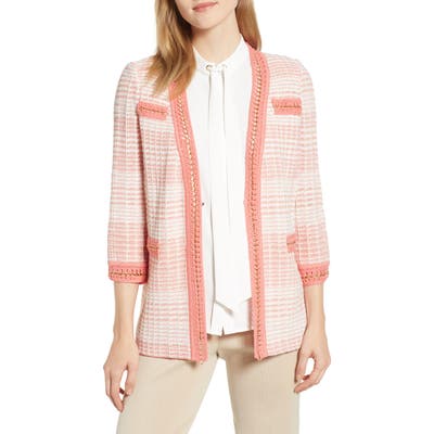 Ming Wang Stripe Knit Jacket, Orange