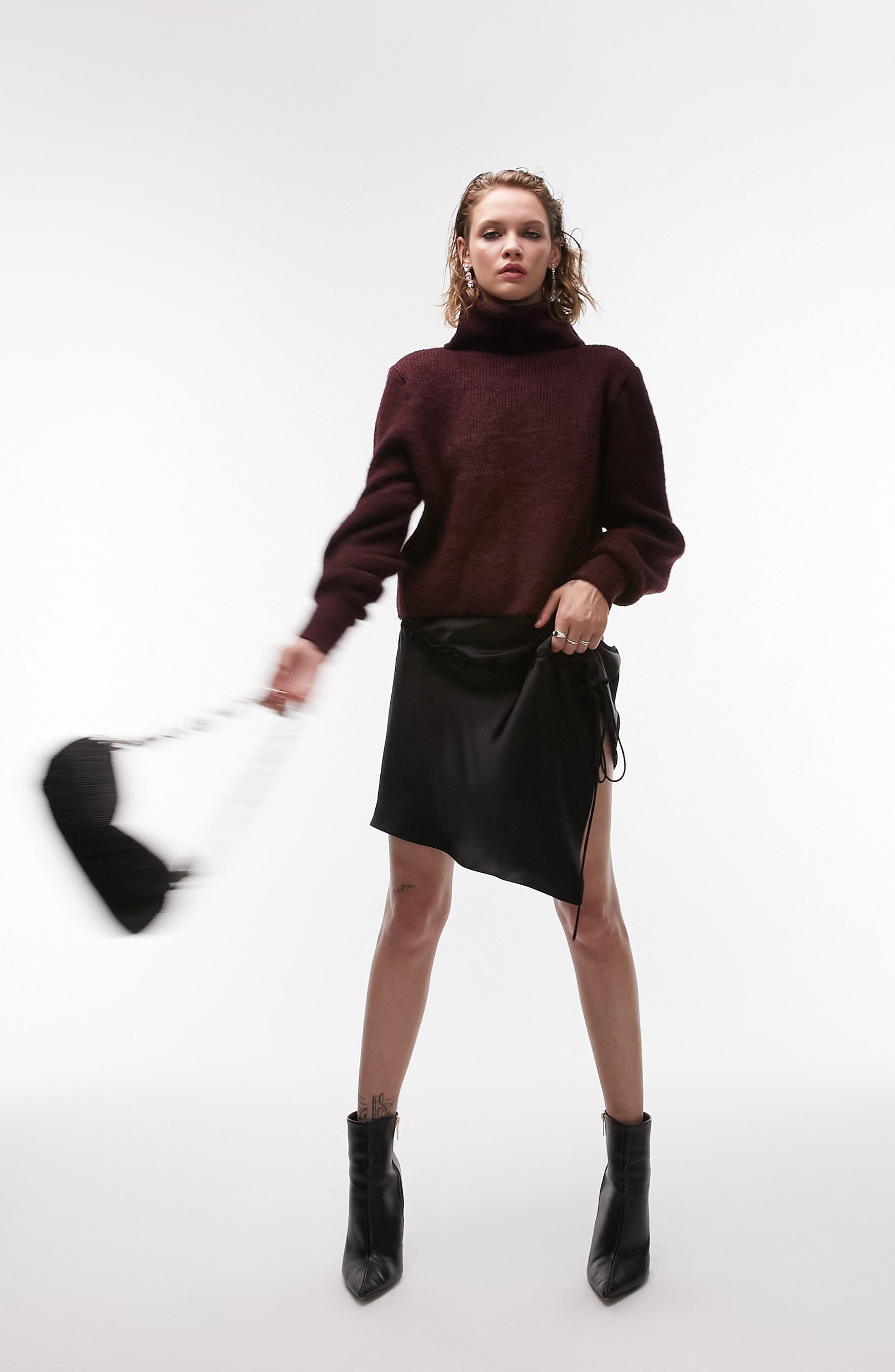 topshop rib crop turtleneck sweater