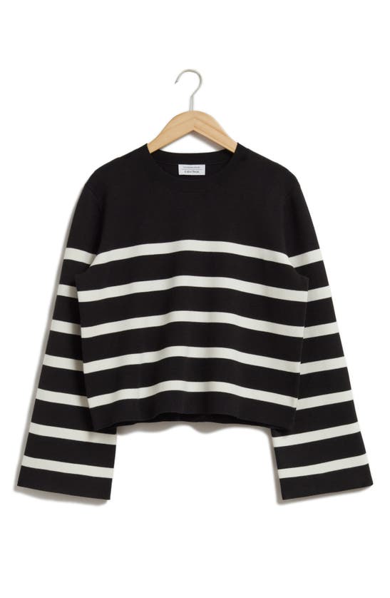 & Other Stories Stripe Crewneck Sweater In Black Stripe