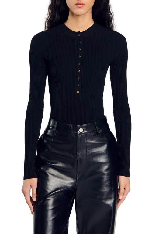 Shop Sandro Knit Bodysuit In Black