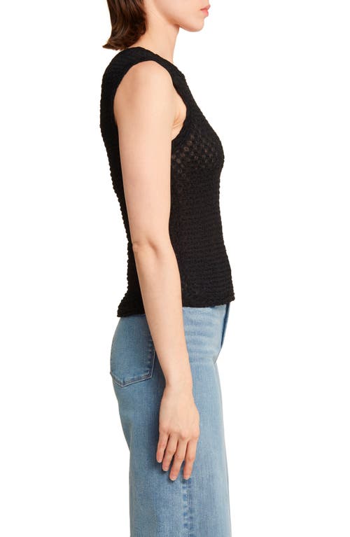 Frame Womens The Tulip Open-knit Cotton Tank Top Black In Noir