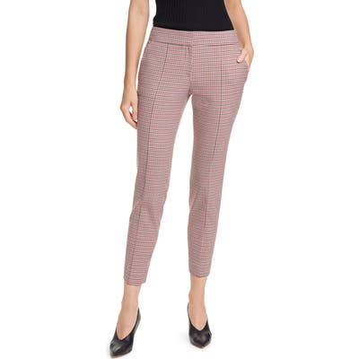 Hugo Hevas Check Crop Suit Pants, Red