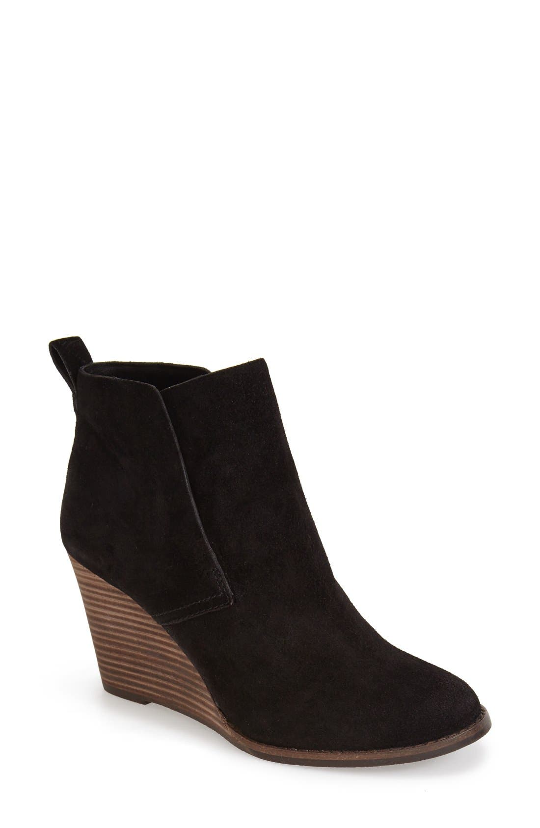 lucky brand suede wedge booties