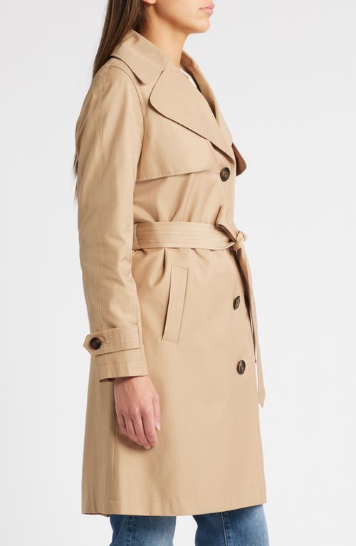 Shop Via Spiga Water Resistant Cotton Blend Trench Coat In Camel