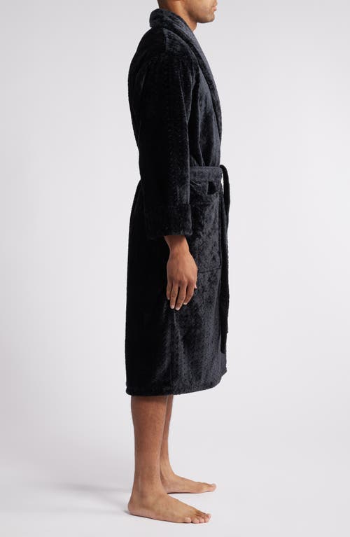 Shop Daniel Buchler Mosaic Texture Fleece Robe In Black