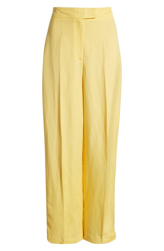 Shop Anne Klein Linen Blend Wide Leg Pants In Golden Yellow