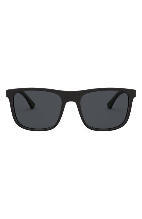 Emporio Armani 56mm Navigator Sunglasses in Matte Black