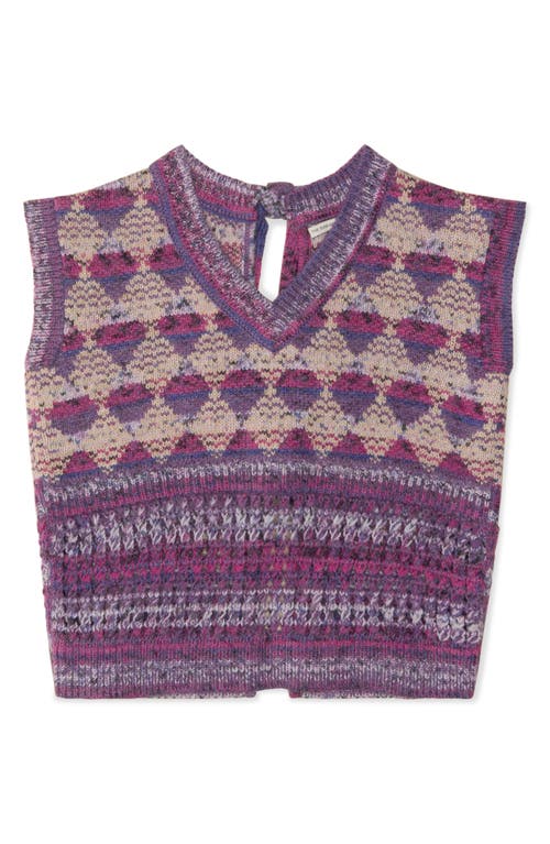 The Sunday Collective Kids' Argyle Tie Back Sweater Vest in Medium Purple 