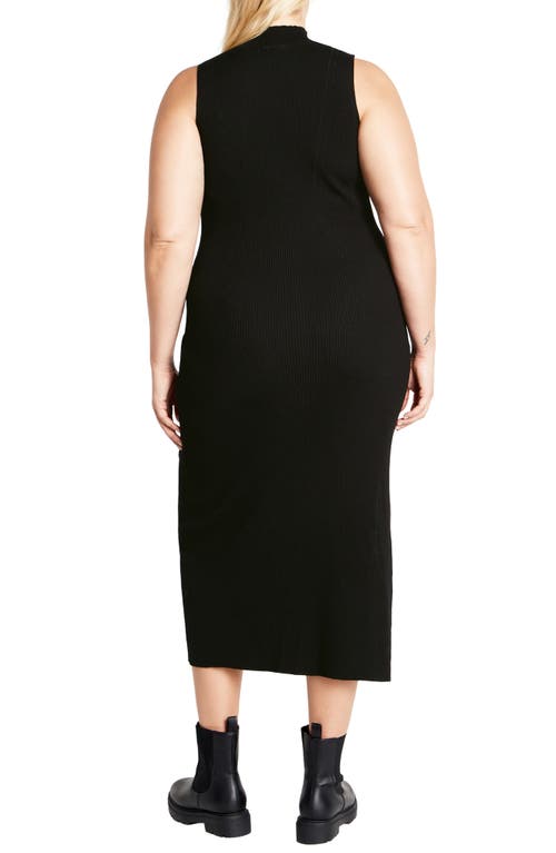 Shop City Chic Kenia Sleeveless Ribbed Sweater Dress In Black