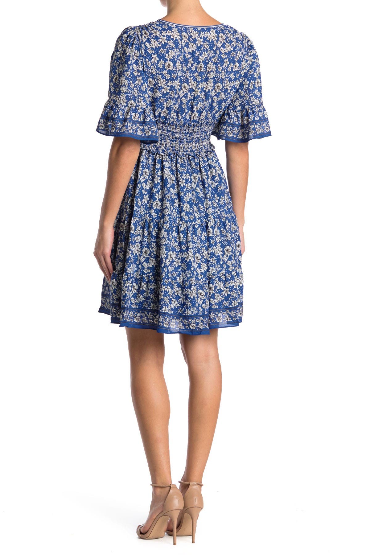 Max Studio Floral Surplice Neck Ruffled Dress Nordstrom Rack